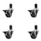 Service Caster 3'' Thermoplastic Rubber Swivel 1-5/8'' Expanding Stem Caster Set with Brake, 4PK SCC-EX20S314-TPRB-PLB-158-4 - alternate 1